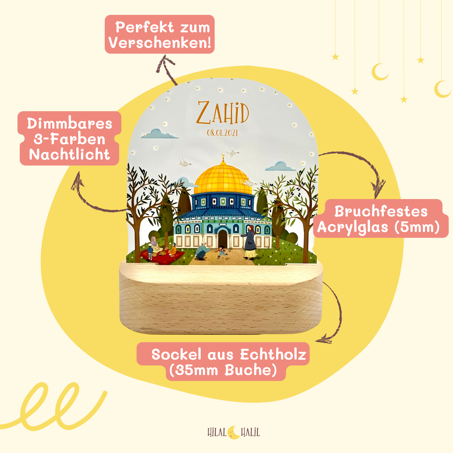 Al-Quds und die goldene Kuppel - Islamische Nachtlampe