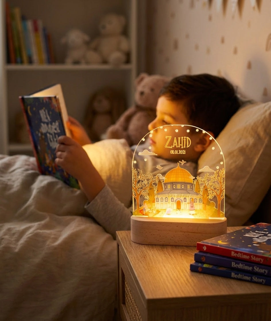 Islamische Nachtlampe Al-Quds mit goldener Kuppel für Kinder - personalisiert Ramadan Geschenk