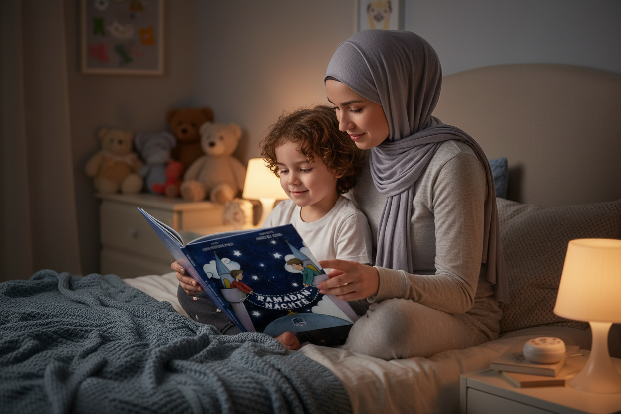 islamisches Kinderbuch mit dem Illustrationen vom Fastenmonat Ramadan. Islam spielerisch lernen. Einzigartiges Ramadan Geschenk